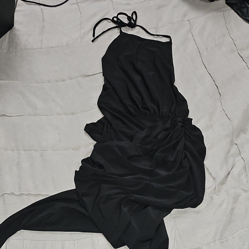 Elegant Black Halter Dress